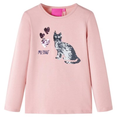 Tricou copii cu m&amp;acirc;neci lungi, roz deschis 128 foto