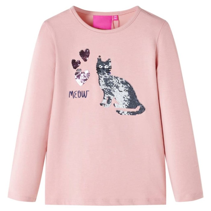 Tricou copii cu m&acirc;neci lungi, roz deschis 128