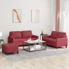 VidaXL Set de canapele cu perne, 3 piese, roșu vin, piele ecologică