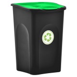 Cumpara ieftin Coș de gunoi cu capac cu balamale 50 L, negru și verde