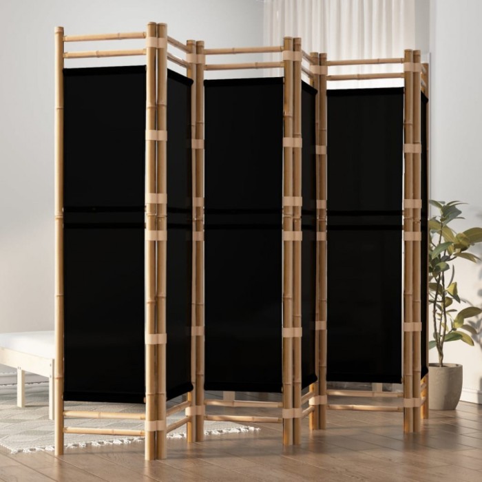 Separator de cameră pliabil cu 6 panouri 240 cm bambus și p&acirc;nză