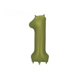 Balon folie satin cifra 1 olive 86 cm