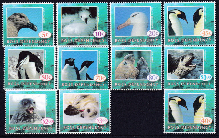 DB1 Fauna Polara Pasari Dep. Ross 10 v. 1994 + 1 v. 1995 MNH