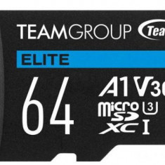 Card de memorie microSDXC 64 Gb, UHS U3 V30 A1, TeamGroup ELITE 64535, 4K, 100/50MB/s, cu adaptor SD (Negru)