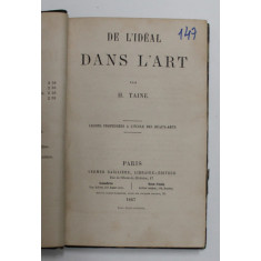 D L &#039;IDEAL DANS L &#039;ART par H. TAINE , 1867