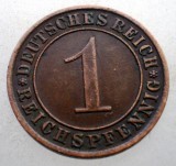 2.702 GERMANIA WEIMAR 1 REICHSPFENNIG 1933 A, Europa, Bronz