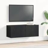VidaXL Dulapuri pentru TV (Set de 2) - Stejar negru, 80x30x30 cm, făcute din lemn prelucrat