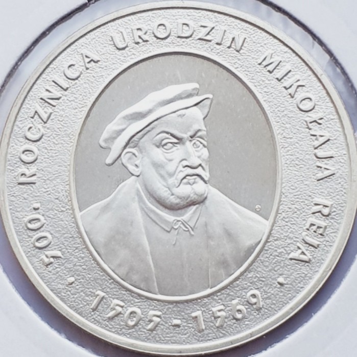 645 Polonia 10 zlote 2005 Mikołaj Rej (1505-1569) km 596 UNC argint