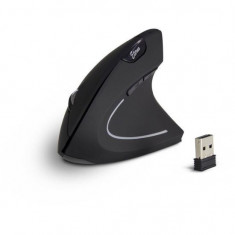 Mouse vertical wireless Inter-Tech Eterno KM-206R negru pentru dreptaci foto