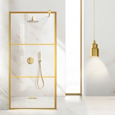 Paravan dus walk-in Aqua Class &reg; Gold, model Vintage auriu, sticla clara securizata,, 50x195 cm