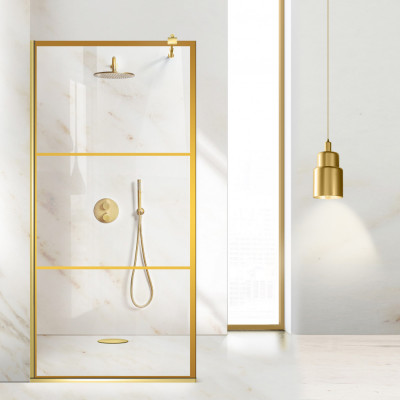 Paravan dus walk-in Aqua Class &amp;reg; Gold, model Vintage auriu, sticla clara securizata, 110x195 cm foto