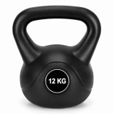 Kettlebell 12 kg, bitum cu invelis rezistent ABS, 25x19x27 cm, negru