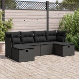 Cumpara ieftin Gossi set mobilier de gradina cu perne, 6 piese, negru, poliratan