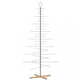 Cumpara ieftin Brad de Craciun din metal cu baza din lemn, negru, 210 cm