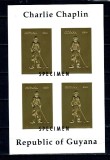 Guyana 1994 - Charlie Chaplin, KLB ndt neuzat, gold foil SPECIME