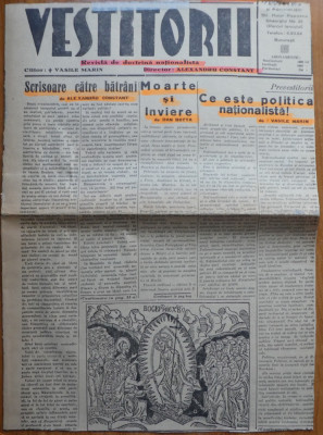 Ziarul legionar Vestitorii de doctrina nationalista, ctitor Vasile Marin, 1940 foto