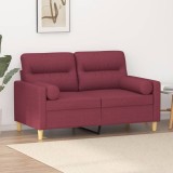 VidaXL Canapea cu 2 locuri cu pernuțe, roșu vin, 120 cm, textil 3200819
