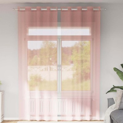 Perdele Voile cu Oelii 2 buc Roz 140x260 cm foto