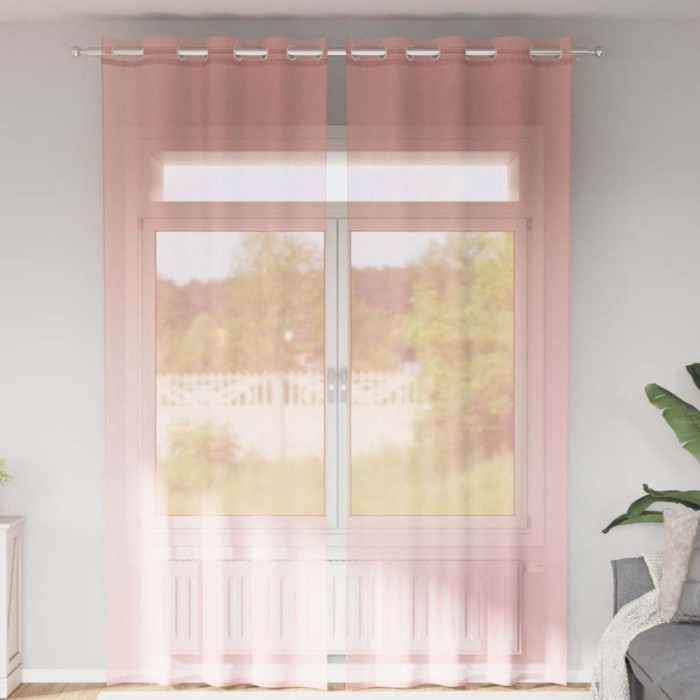 Perdele Voile cu Oelii 2 buc Roz 140x260 cm
