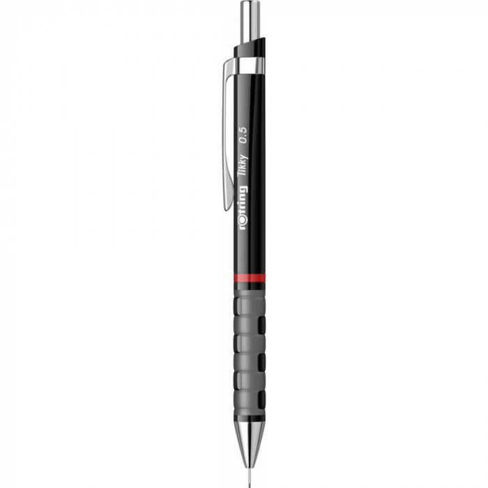 Creion Mecanic ROTRING Tikky III, Mina de 0.5 mm, Negru, Corp din Plastic cu Radiera, Creion Mecanic Negru, Creioane Mecanice, Creion Mecanic Rotring,