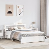 VidaXL Cadru de pat cu tăblie, alb, 150x200 cm lemn masiv pin 3305998