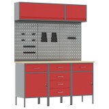 Set de banc de lucru 8 piese vidaXL, Roșu, Oțel