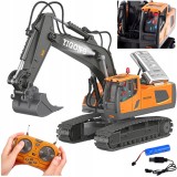 Excavator telecomandat pe șenile RC 1:20, 11 canale, lumini și sunet