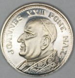 MEDALIE VATICAN - PAPA IOANNES XXIII , ND [3] BASILICA SF. PETRU , AG .500 , 15.85g