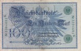 GERMANIA 100 Marci 1908 Serie Verde VF Bancnota Germana