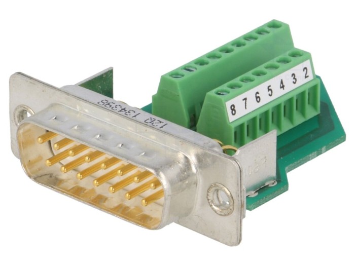 Conector D-Sub 15 pini pe cablu, terminal șurub