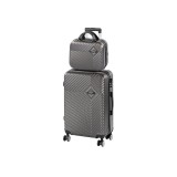 Leziter Set 2 Valize Rigide ABS Gri TraveLux Pro VII (Mana + Medie) cu roti 360 si cod