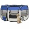 vidaXL Țarc c&acirc;ini pliabil cu sac de transport, albastru, 125x125x61 cm