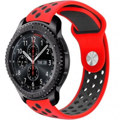 Curea ceas Smartwatch Samsung Galaxy Watch 46mm, Samsung Watch Gear S3, iUni 22 mm Silicon Sport Red-Black foto