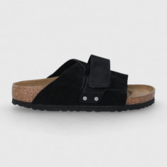 Birkenstock papuci din piele Kyoto femei, culoarea negru