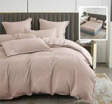 Lenjerie de pat 6 piese cappuccino, cu cearceaf elastic, 200x230