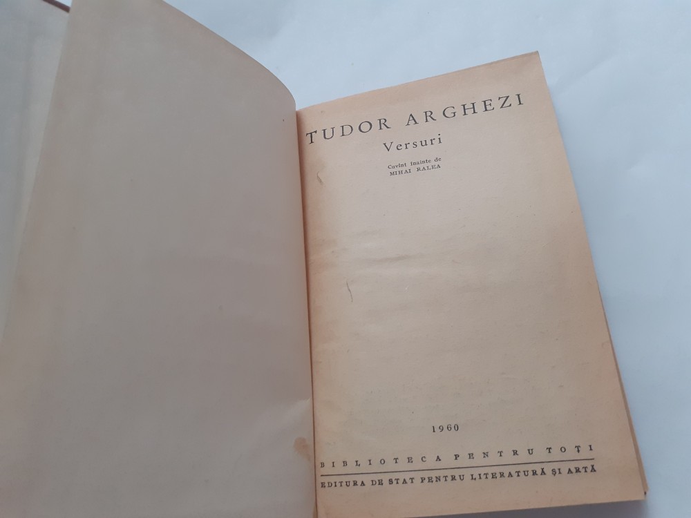 Tudor Arghezi Versuri Colectia Bpt 1960 Legata De Lux Rf 0 Okazii Ro