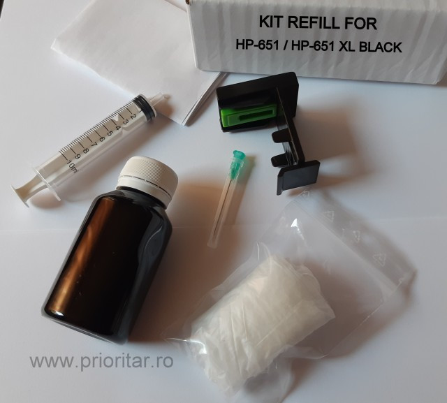 Kit refill NEGRU reincarcare cartuse HP-651 C2P10AE HP651 HP-651XL