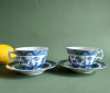 Set Vintage 2 Cesti cu farfurioare- Model Blue &amp; White