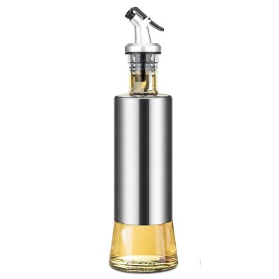 Recipient Pufo Taste din sticla pentru ulei si otet, 300 ml, argintiu foto