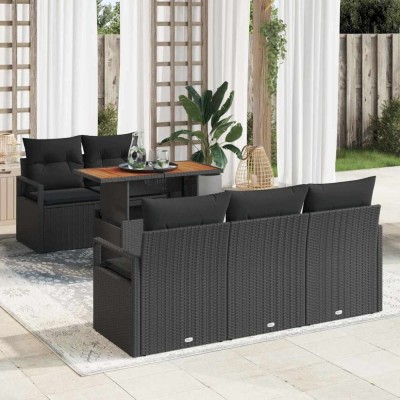 vidaXL Set de canapele pentru grădină 6 pcs Negru 100 x 55 x 73 cm 3349652 foto
