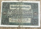 BNKSTR03DE Bancnotă Veche Germania 10 Mark 1920 (Reichsbanknote), Republica de la Weimar, Pentru Colecție / Colecționari Numismatică