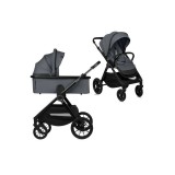 Carucior 2 in 1 Lionelo Layla Gri, cadru aluminiu, landou, ventilatie 3D, pana la 22 kg