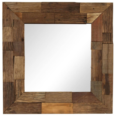 vidaXL Oglindă, 50 x 50 cm, lemn masiv reciclat foto