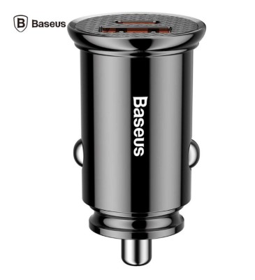 INCARCATOR auto Baseus Circular Plastic PPS, 1 x USB Output 4.5V/5A, 1 x USB Type-C Output 5V/3A, total output 30W, pt. bricheta auto, negru &amp;amp;quot;CCA foto