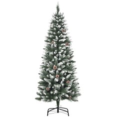 HOMCOM Brad de Crăciun &Icirc;nzăpezit cu 464 crengi și 28 conuri, Brad Artificial cu Bază Detașabilă, &Oslash;69x150 cm, Verde | Aosom Romania