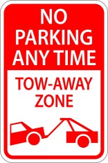No Parking Anytime Tow Away Zone Sign foto
