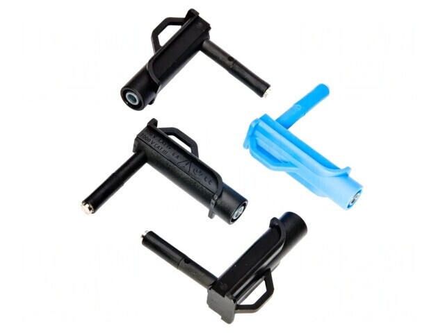 Set adaptoare tensiune negru albastru banană priză
