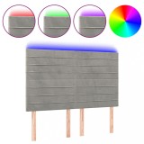Cumpara ieftin Tablie de pat cu LED, gri deschis, 144x5x118/128 cm, catifea