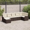 VidaXL Set de canapele pentru grădină 7 pcs maro și alb Rattan poli 3354457