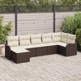 VidaXL Set de canapele pentru grădină 7 pcs Maro și alb Rattan poli